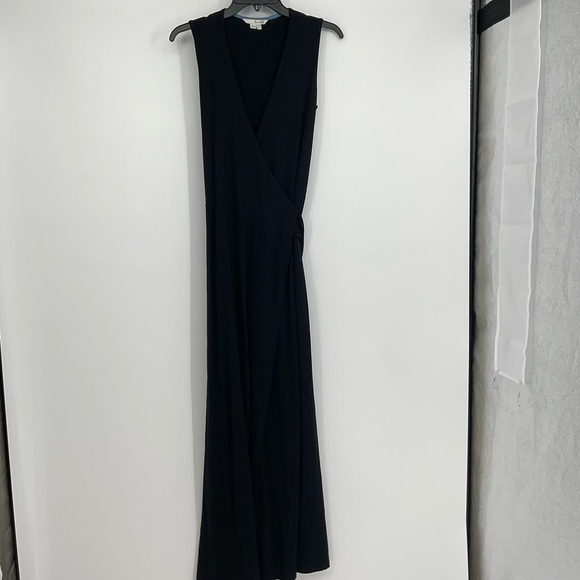 Boden V Neck Black Sleeveless Wrap Maxi Dress, size 6 - Picture 6 of 7